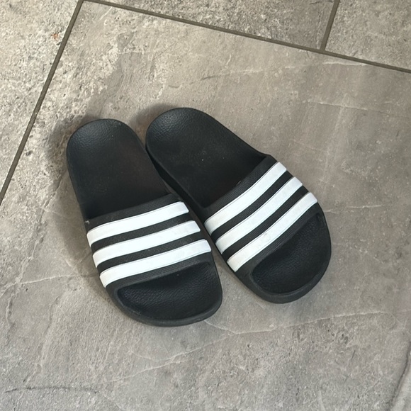 Adidas Black and White Slides - 12C - Picture 1 of 5